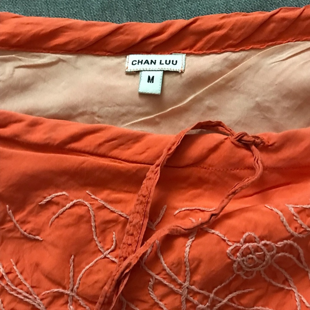 Chan Luu Silk Ballet Embroidered Skirt in Tangerine - Picture 16 of 16